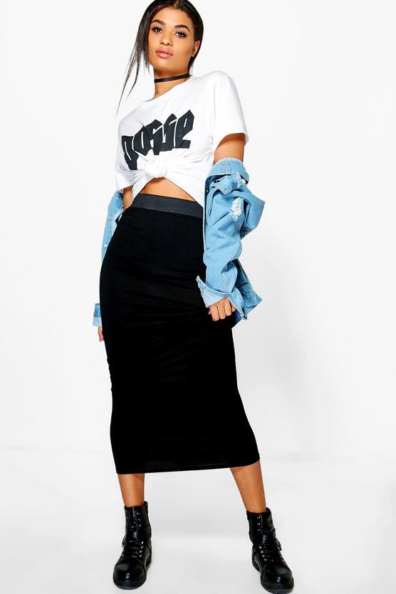 Helena Basic Contrast Waist Jersey Maxi Skirt